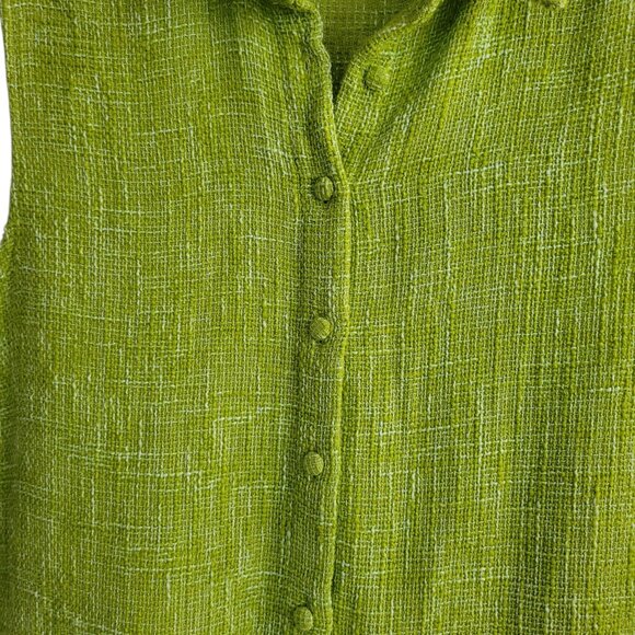 Zara Oversized Sleeveless Tweed Lime Collared Textured Minidress Size M - Picture 10 of 14